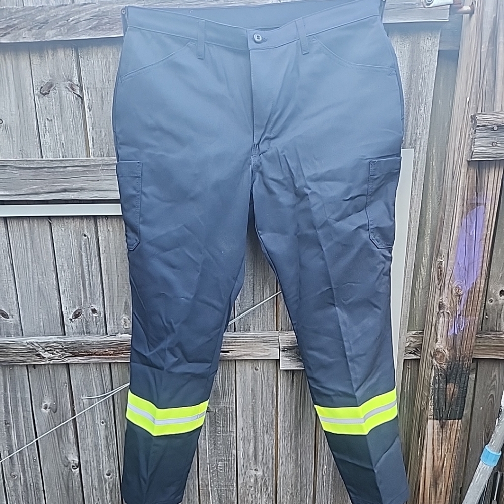 Red Kap Reflective Work Pants Mens Sz 40x30 Blue High Visibility Worker *NEW*